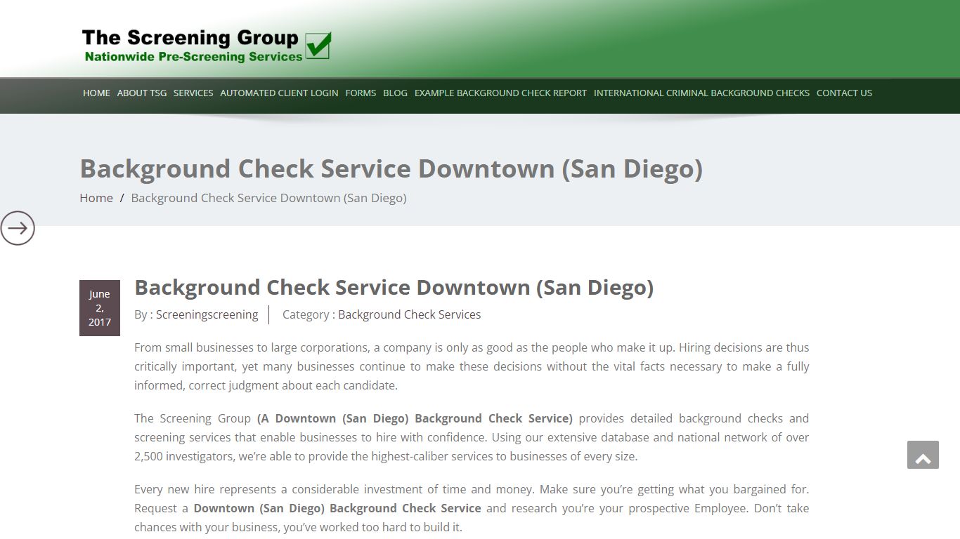 Background Check Service Downtown (San Diego) - The Screening Group